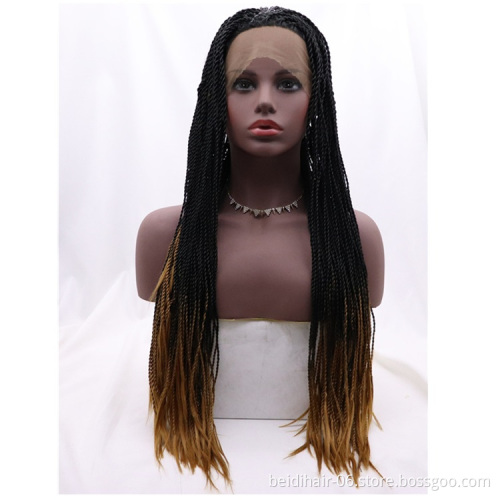 wholesale jumbo glueless transparent micro braided cornrow lace wig twist for black women pre braided wig